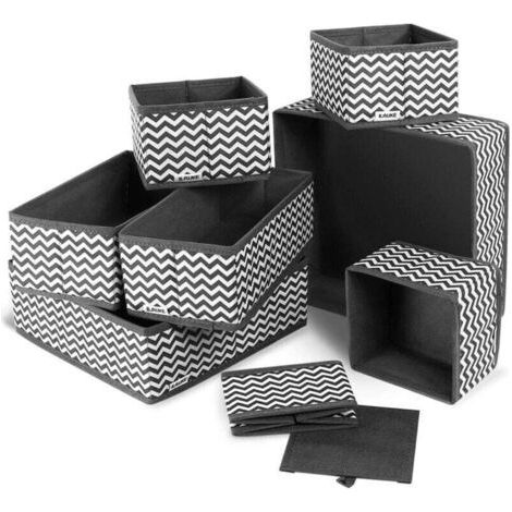 PA Boite Rangement, 8pcs Boîtes de Rangement Ouvertes en Textile Non-Tissé, Tiroir en Tissu,Cube de Rangement Pliable Coffre pour Linge, Jouets, Vêtement, avec poignées en Cuir et Etiquettes (1/4)