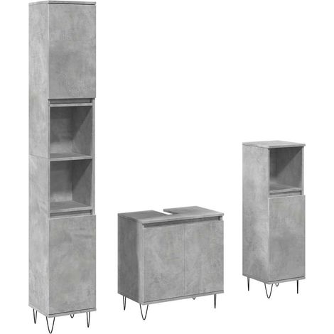 Maison Exclusive - 3-tlg. Badmöbel-Set Betongrau Holzwerkstoff