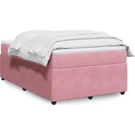 vidaXL Sommier à lattes de lit avec matelas rose 120x190 cm velours (1/5)