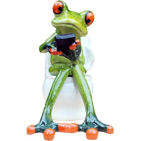 Lustige Frosch-Toilette, Skulptur für drinnen und draußen, Dekoration für Zuhause, Schreibtisch oder Badezimmer