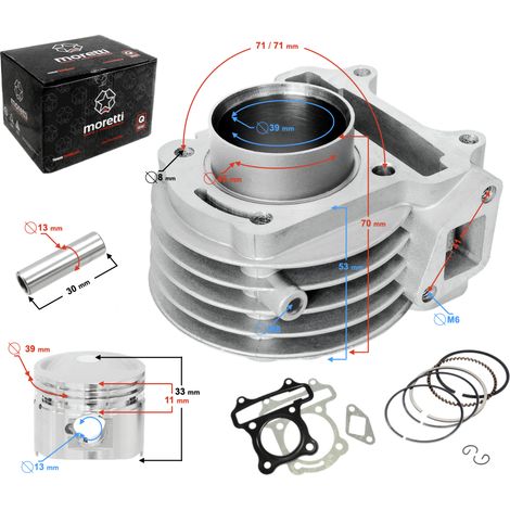 Cilindro per scooter 50cc 139QMB 4T, con uscita per sensore di temperatura (1/3)