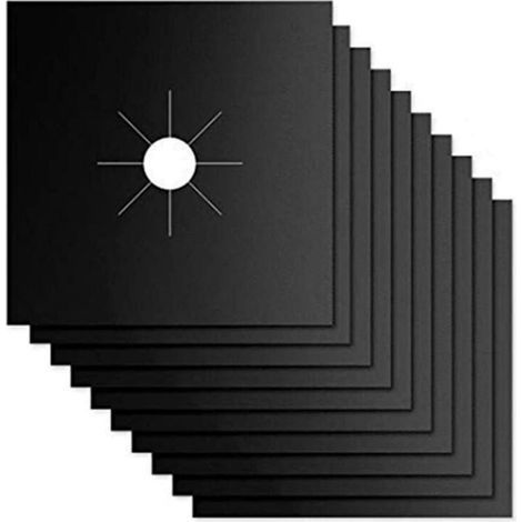 10 Pièces Protection Plaque Cuisson Gaz Réutilisable Couvre. à Anti Chaleur Tapis Cuisinière Antifouling Nettoyer Housse. Pour Divers De Cuisinières à Gaz (27x27cm. Noir) (1/5)