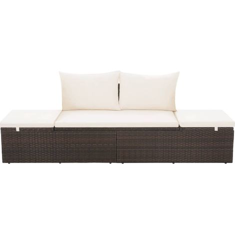 INLIFE Lit de jardin Marron 195x60 cm Résine tressée (1/5)