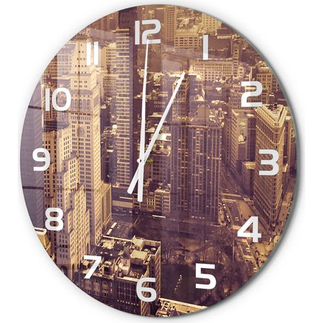 Horloge Murale Ronde Minimaliste en Verre Trempé Silencieuse Design Moderne Manhattan, New York fi 60 cm (1/5)