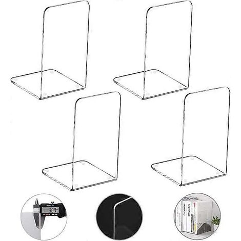 Lot de 4 serre-livres en acrylique, organisateur de bibliothèque, décoration pour étagère, chambre, bibliothèque, bureau, fournitures scolaires, papeterie, cadeau (1/5)