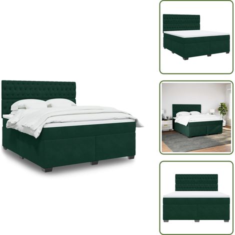 Sommier à lattes de lit et matelas Vert foncé 180x200cm Velours - Sommier À Lattes De Lit - Sommiers À Lattes De Lit - Lit - Meuble De Chambre À Coucher (1/5)
