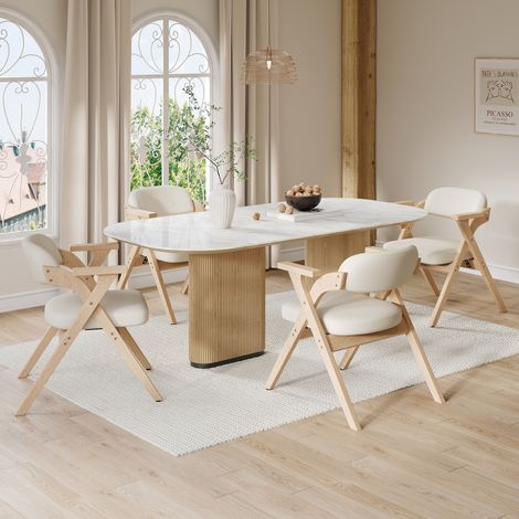 MEUBLIV 4 chaises pliantes de salle à manger 64,5x67,5x76 cm beige - avec accoudoirs (1/5)