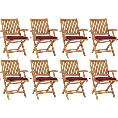 Klappbare Gartenstühle mit Kissen 8 Stk. Massivholz Teak (1/5)