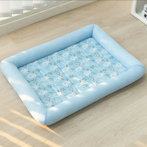 Panier d'été pour chien, tapis rafraîchissant et respirant pour animaux de compagnie, panier pour chien lavable (bleu/52x42cm) (1/5)