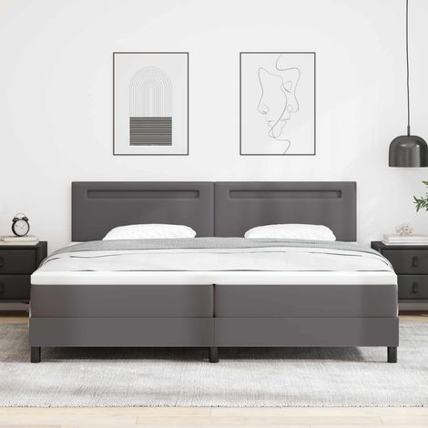 Boxspringbett mit Matratze Grau 200 x 200 cm Kunstleder