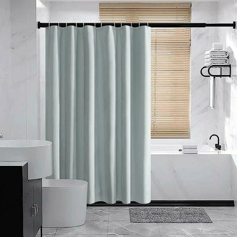 Rideau de douche 180 x 200 anti-moisissure Eva rideau de bain pour baignoire et douche gris lavable rideaux imperméables dans la salle de bain avec poids en dessous avec 12 anneaux de rideau de douche (1/5)