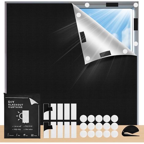 Store Occultant sans Perçage, s'adapte à Toutes Les Formes de Fenêtres, Protection Solaire Film Occultant Fenetre Portable, avec Attaches Auto-adhésives (100l x 145L cm) (1/5)