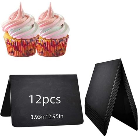 Mini Chalkboard, 12 Pieces Mini Chalkboard Table for Buffet, Wedding, Signs for Food, Parties, Price Tags, Table Decorations, Mini Chalk Slate (10 x 7.5 cm) (1/5)