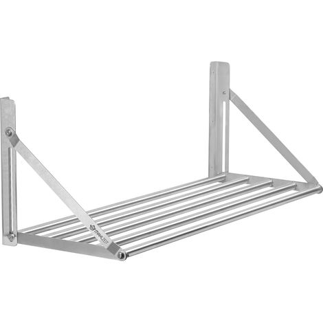 Mahlzeit Edelstahl Wandregal, 100 x 30 cm, Klappbares Hängeregal im praktischen Stangendesign