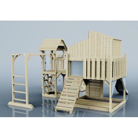 Polarplay Spielturm Tammo aus Holz in BlauKinderschaukel (1/4)