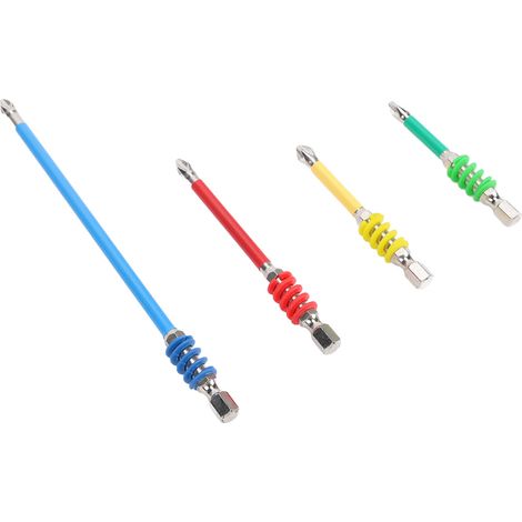 Tournevis PH2 à ressort, embout de 65 70 90 150mm 1/4 pouces, tige hexagonale magnétique antidérapante pour tournevis électriques manuels 4 pièces