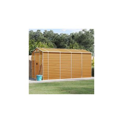 Abri de jardin marron clair 191x385x198 acier galvanisé (1/5)