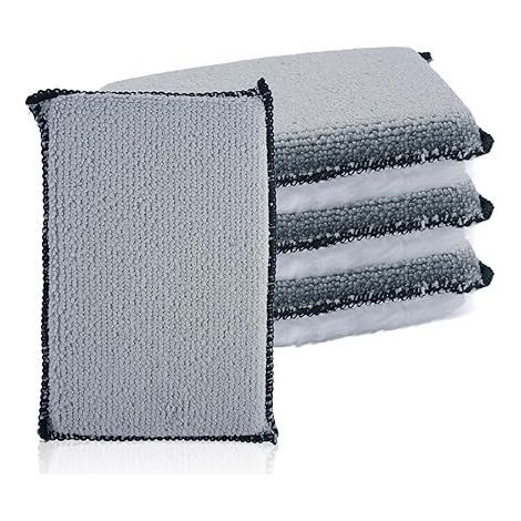 4 Pièces Eponge Voiture Microfibre, 13 x 9 cm Éponge de Nettoyage Intérieur, Tampons de Nettoyage en Microfibre Éponge Absorbant, Accessoires Lavables Tampon pour Voiture, Cockpit, Cuir, Coussins (1/5)