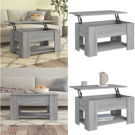 Couchtisch Grau Sonoma 79x49x41 cm Holzwerkstoff - Couchtisch - Grau - Wohnzimmertisch - Holzwerkstoff - Höhenverstellbarer Tisch - Home & Living (1/5)