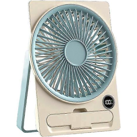 Ventilateur de bureau professionnel ultra-moderne, fin, multifonctionnel et élégant, bleu, idéal pour les petits espaces de travail.