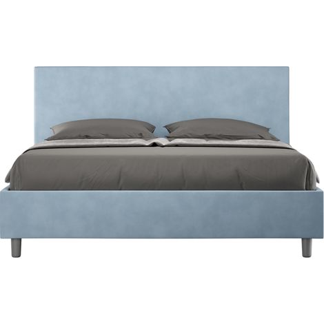 Letto contenitore da 160x200 in microfibra azzurro Adele (1/5)