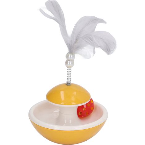 Jouet oscillant pour chat avec clochette à ressort et plumes, rotation à 360 degrés, jouet interactif pour chat qui se balance (1/5)