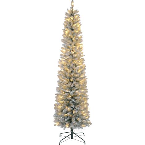 Sapin de Noël 210 cm, guirlande lumineuse LED, éclairage artificiel, ignifugé, base en métal, vert (1/5)