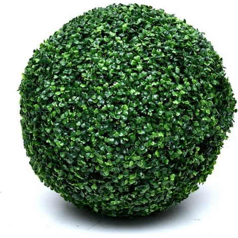 Boule de buis artificielle de 15 cm, imitation gazon milanais foncé, pour décoration de jardin. (1/2)