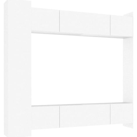 Maison Exclusive - Set Mobili Porta TV 8pz Bianco in Legno Multistrato (1/5)