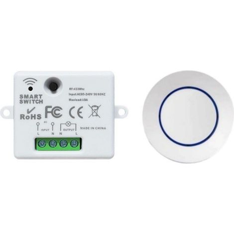 Module d'interrupteur sans fil 220V avec télécommande ronde, commande intelligente pour éclairage domestique (1/3)