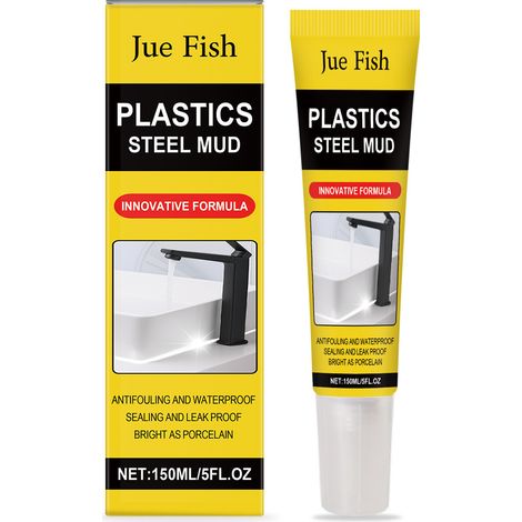 Mastic étanche JUE FISH pour la réparation des fuites, idéal pour la maison, la cuisine et la salle de bain. Ce mastic plastique et métallique sèche rapidement et est durable. Contenance : 150 ml. (1/5)