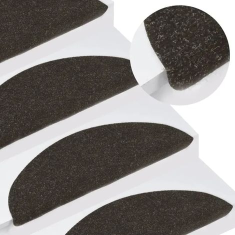 Tapis D'escalier Autocollants 15 Pcs,Marchettes D'escalier 56x17x3 Cm Noir (1/4)
