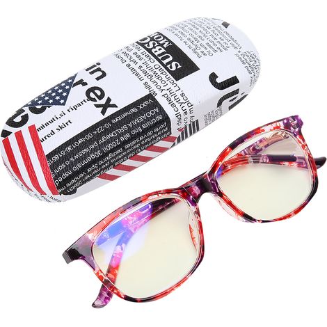 Lunettes de lecture anti-lumière bleue pour hommes et femmes, avec boîte de rangement et filtre rouge (+400). (1/5)