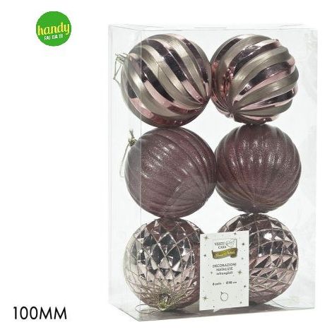 Set 6 Sfere General Trade Ø 100mm Rosa Modelli Assortiti