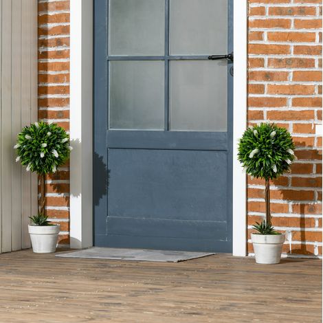 Set de 2 plantas artificiales de lavanda en maceta de 60 cm blancas de plástico (1/5)