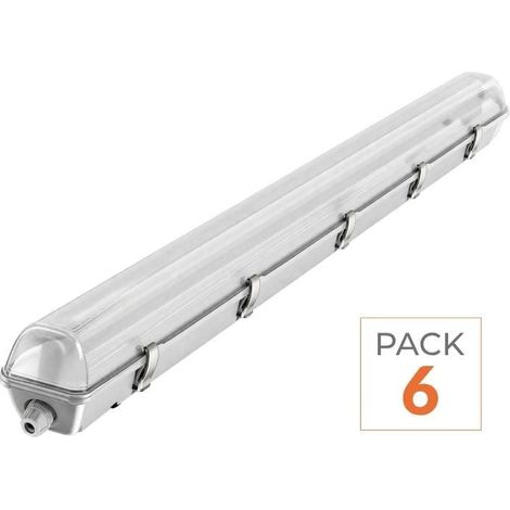 Kit de Réglette LED IP65 + Tube Néon LED 120cm T8 18W (Pack de 6