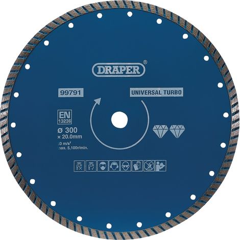Draper Turbo Diamond Blade 300mm (99791) – High-Performance Cutting Tool for Masonry and Hard Materials (1/5)