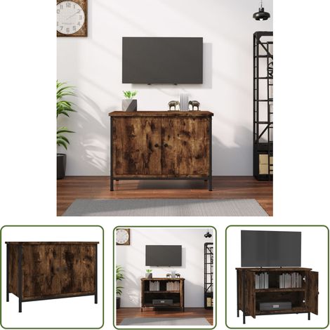 The Living Store Meuble TV avec portes chêne sonoma 60x35x45cm bois d'ingénierie - Meubles Tv - Meuble Tv - Support Tv - Unité Tv - Meuble Salon (1/5)