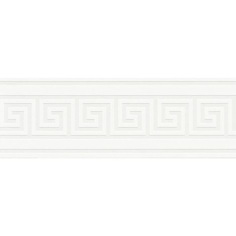 A.S. Creations – Frise murale à motif grec moderne – Papier peint blanc tendance art déco – Pour salon et chambre – Haute qualité A.S. Création