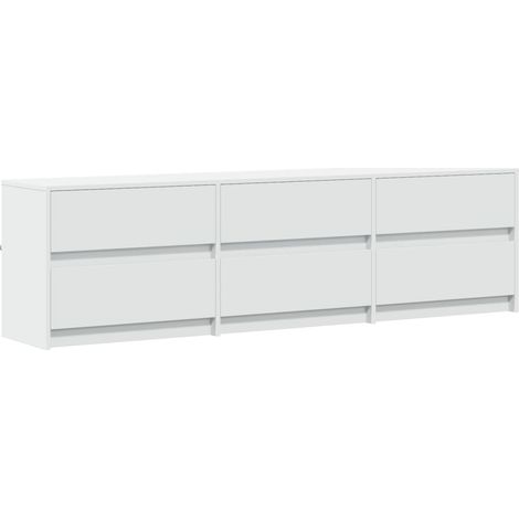 Meuble TV multimédia étagère télévision buffet téléviseur salle à manger salon chambre avec LED 180 x 34 x 50 cm bois d'ingénierie blanc (1/5)