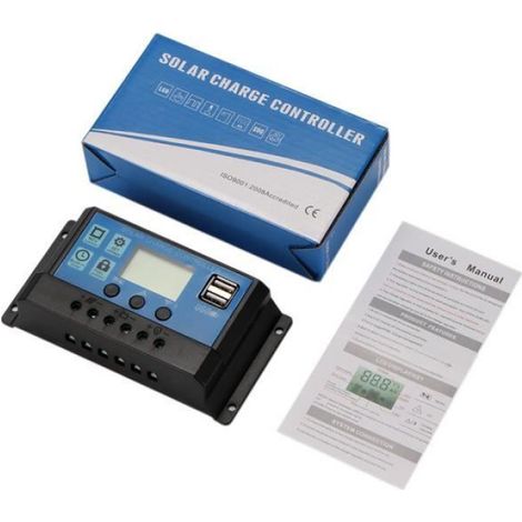 40A contrôleur de charge solaire avec écran LCD Auto Régulateur minuterie Panneau solaire batterie DC 12V / 24V (1/4)