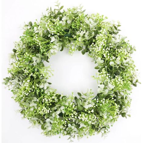 Couronne en plastique, simulation de plante verte, grande couronne d'eucalyptus, décoration de porte américaine, décoration (1/5)