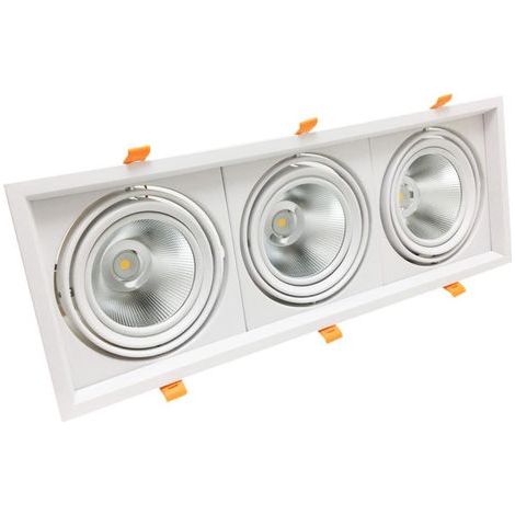 Kit Support Triple AR111 Encastrable Orientable avec 3 Ampoules LED 20W - Blanc Chaud 2300K - 3500K - SILAMP (1/4)