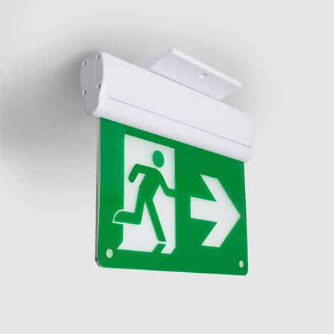 Luz Emergencia LED Superficie 10lm Permanente con Cartel Doble Cara con Autotest 2 W (1/5)