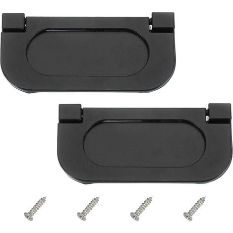 Poignées encastrées anneau de 75 mm (2,9 po) – Lot de 2 – Poignées de tiroir discrètes – Alliage de zinc, style rabattable, avec vis – Conviennent aux meubles, armoires et commodes – Noir (1/5)