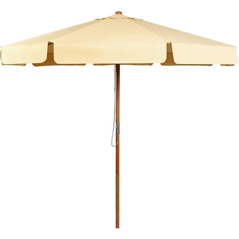 COSTWAY Ombrellone da Giardino, Ombrellone da Esterno con Pulsante Manuale e Inclinazione Regolabile, Protezione UV, Diametro 3M, Ideale per Piscina, Balcone, Giardino, Beige (1/5)