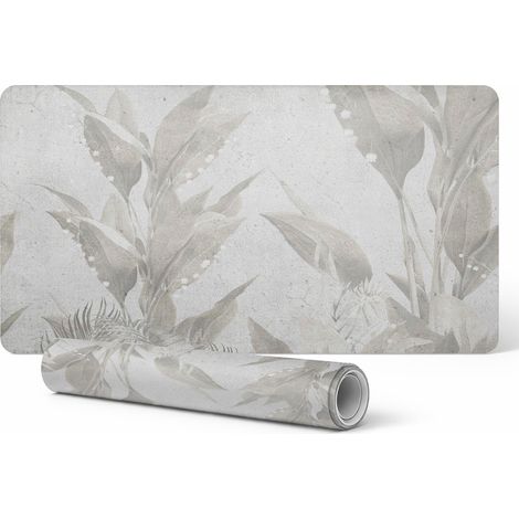Alfombrilla protectora de vinilo para escritorio y mesa, dise帽o retro sutil de hojas, 100 x 50 cm.
