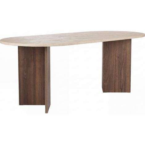 Table à manger en bois "Sabella" - 200 x 90 x 75 cm - Travertin