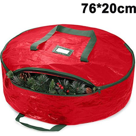 1 bolsa de almacenamiento para guirnalda de coronas navideñas con asas resistentes y ranura transparente para tarjeta, 76x20cm. (1/5)