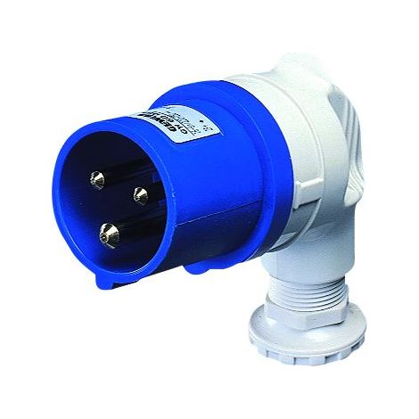 Fiche mobile 90 degrés IP44 2P+E 16A 200-250V 50/60Hz Câblage à vis bleu